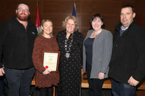 Cathaoirleach Paula Butterly, with representatives of SAFE Copy thumbnail