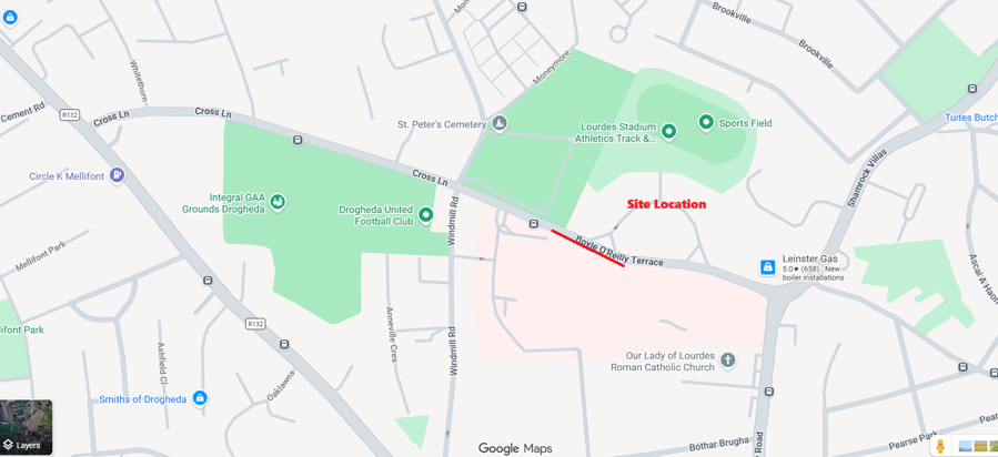 Map of Crosslanes with a red line highlighting where the roadworks are taking place