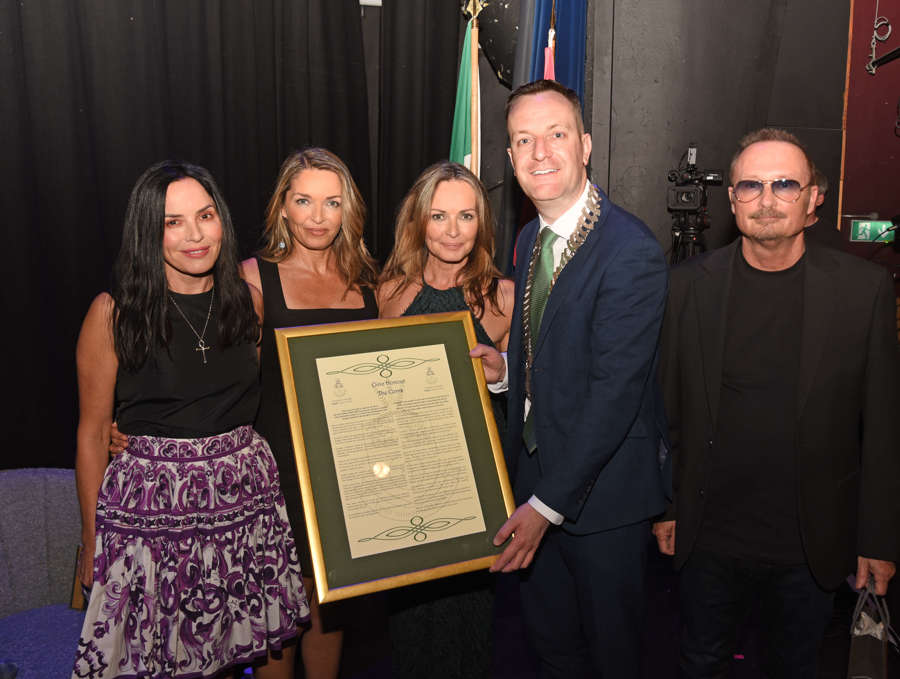 The Corrs recieving their Civic Honours Scroll for the Cathaoirleach of Louth County Council