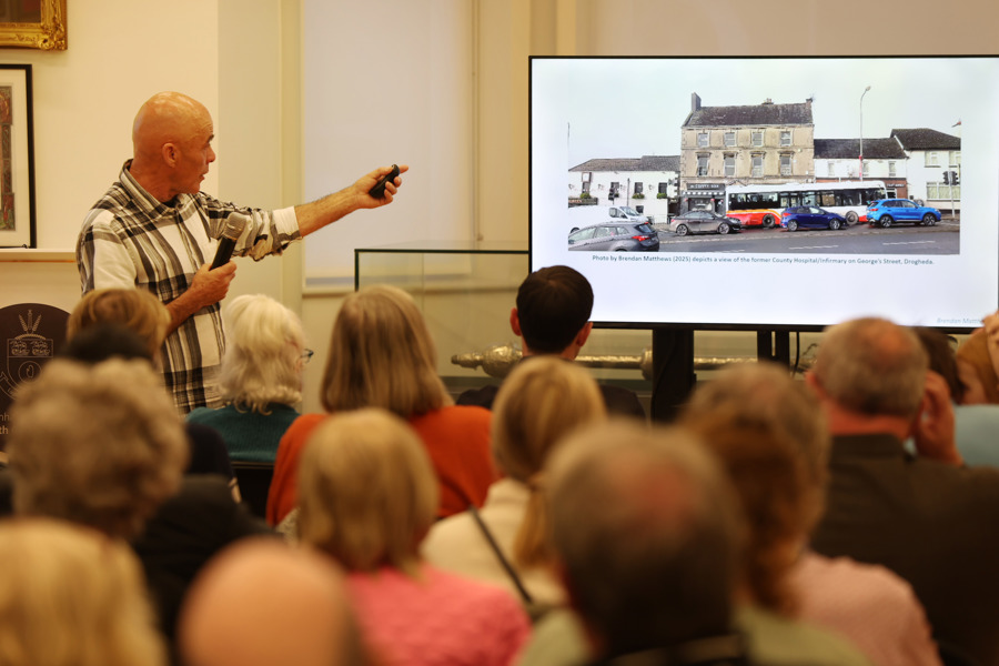 9, 10, 17, 23, 24 Community Historian Brendan Matthews delivers his presentation, The Storied History of West Gate House, at the Civic Offices, Drogheda.