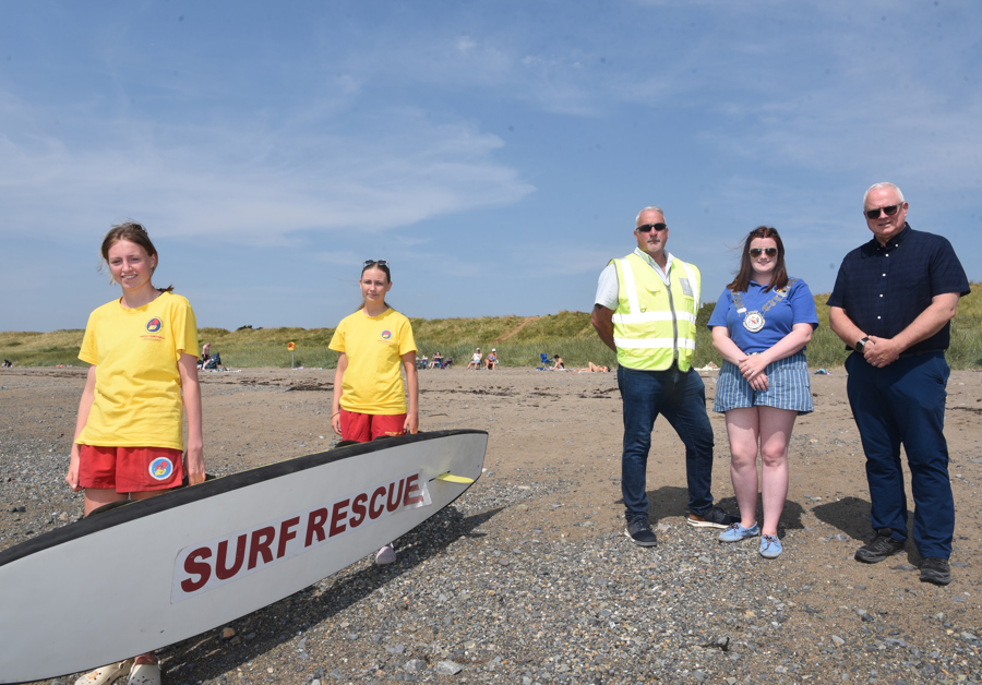 Louth County Council Lifeguards pictured with the Council's Water Safetty Development Officer, Cathaoirleach of Dundalk MD and Chief Executive of Louth County Council