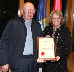 Cathaoirleach Paula Butterly, presents the award to Tommy Burns Copy thumbnail